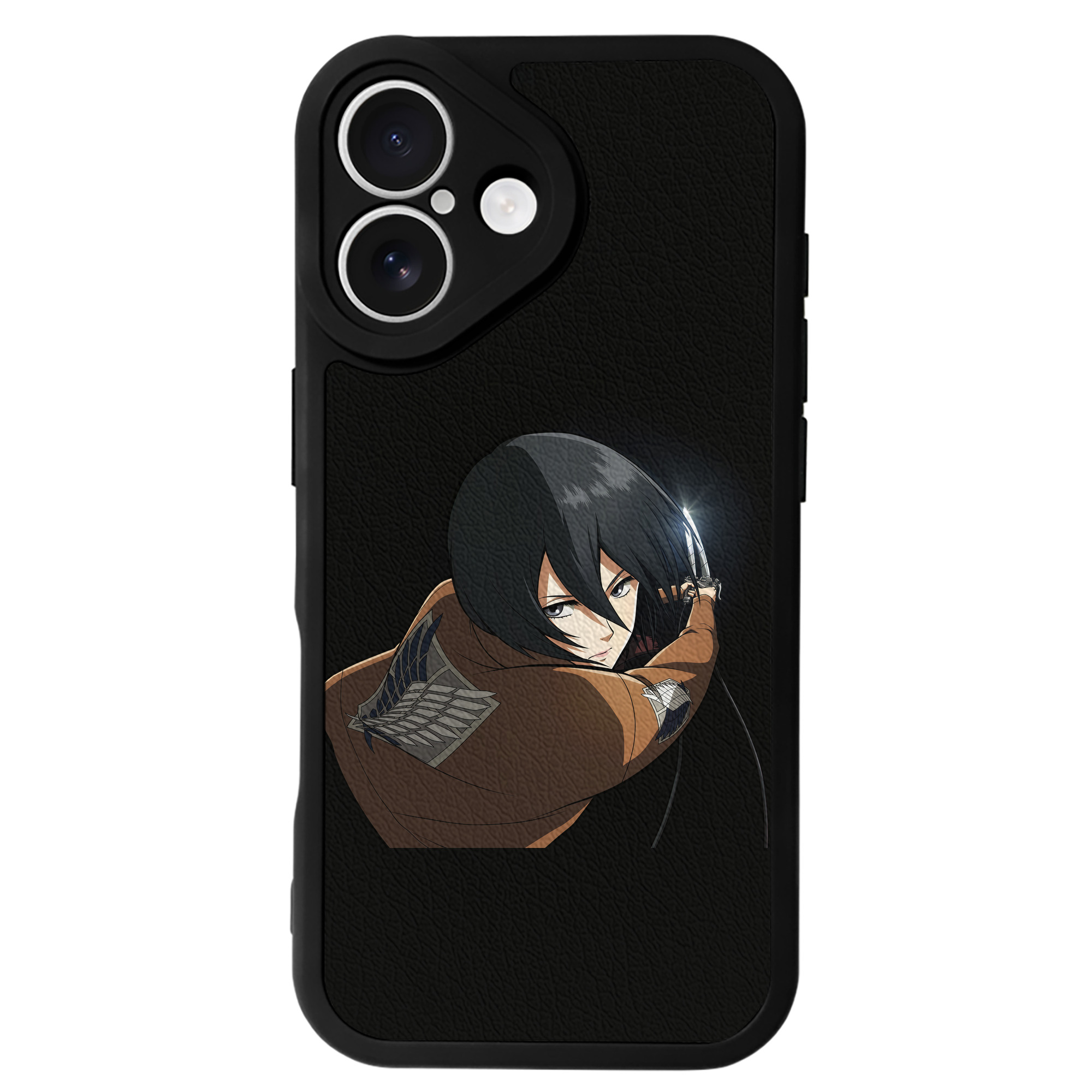 （画像用） 進撃の巨人 ミカサ·アッカーマン Attack on Titan Mikasa Ackerman 【iPhone 16シリーズ対応】シリコンスマホケース（レザー調） 材質：シリコン